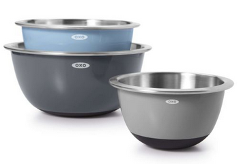 3 Piece Stainless Steel Mixing Bowl Set Blue/Grey