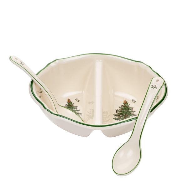 Christmas Tree 3-Piece Divided Serving Dish