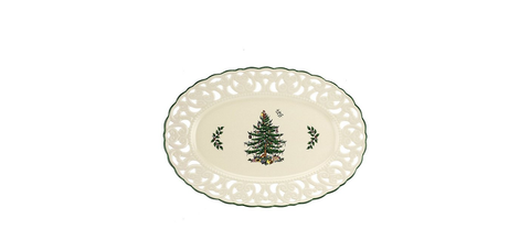 Christmas Tree Oval Pierced Dish