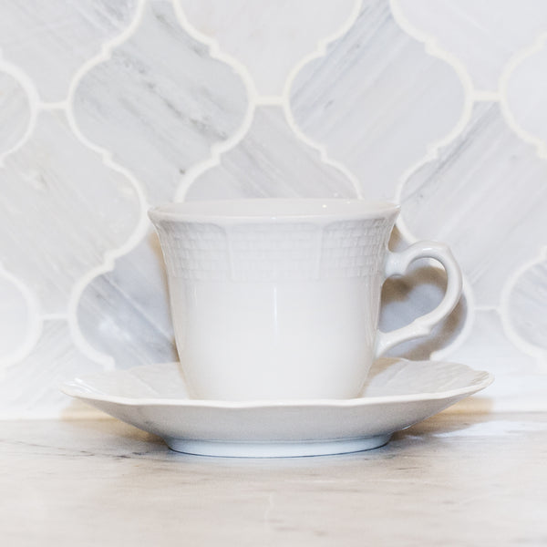Weave White Cup & Saucer
