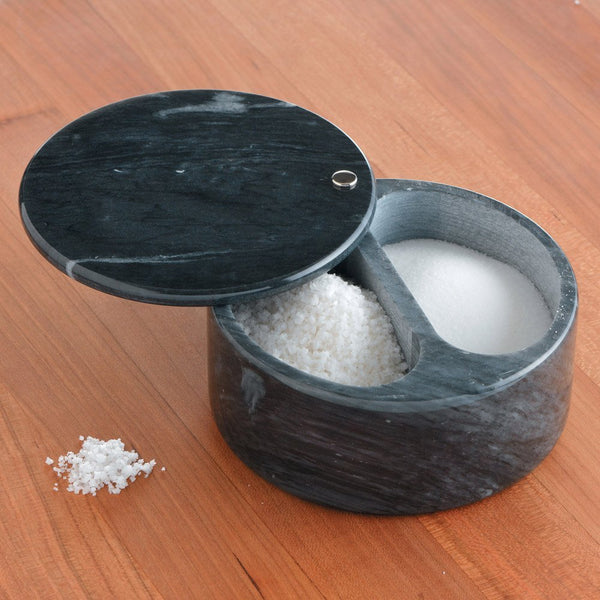 Swivel Top Salt Box Black Marble