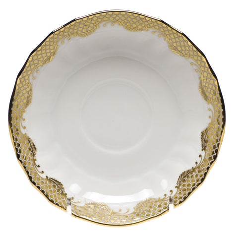 Fish Scale Canton Saucer Gold