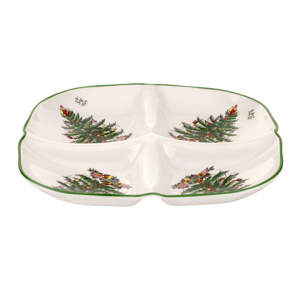 Christmas Tree Sculpted 4-Section Tray