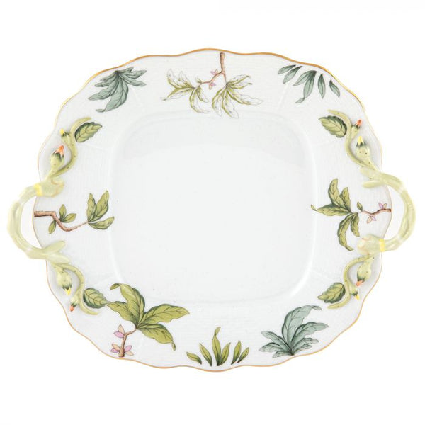 Foret Garland Square Cake Plate With Handles