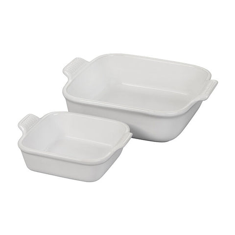 Heritage Square Baking Dishes S/2 White