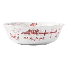 Country Estate Winter Frolic Serving Bowl Ruby