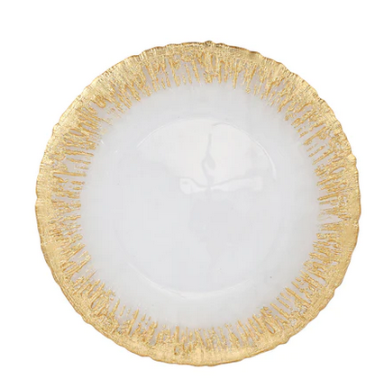 Rufolo Glass Gold Brushstroke Dinner Plate