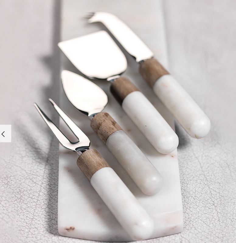 Marble & Wood Cheese Tool Set of 4