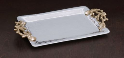 Ocean Coral Emerson Medium Tray with Gold Handles