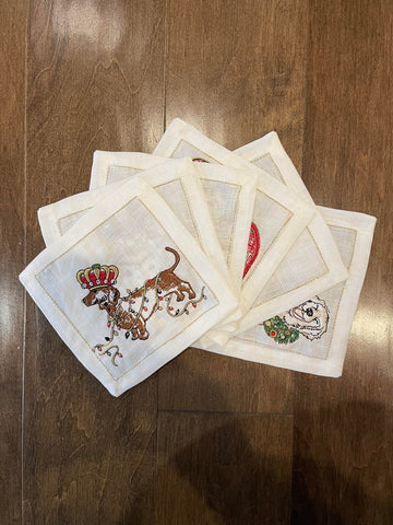 Xmas Pack Cocktail Napkins Assorted Dogs S/6