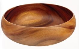 Acacia Wood Round Calabash Bowl 10"x4"