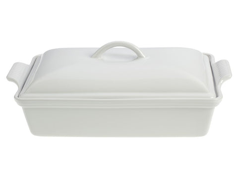 Heritage Covered Rect. Casserole  4 Qt White